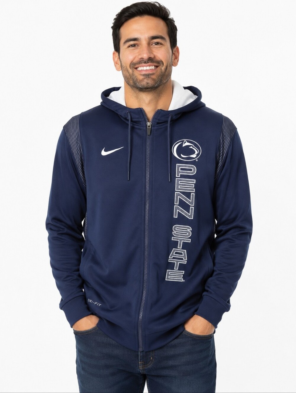 Nike Penn State Nittany Lions Hoodie Men L Full Zip Dri-FIT Navy Football